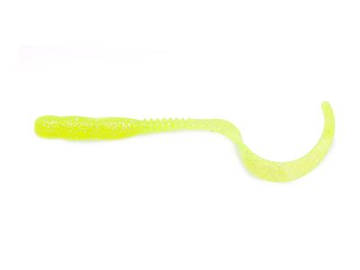4" Curly Curly - Chartreuse Silver Glitter
