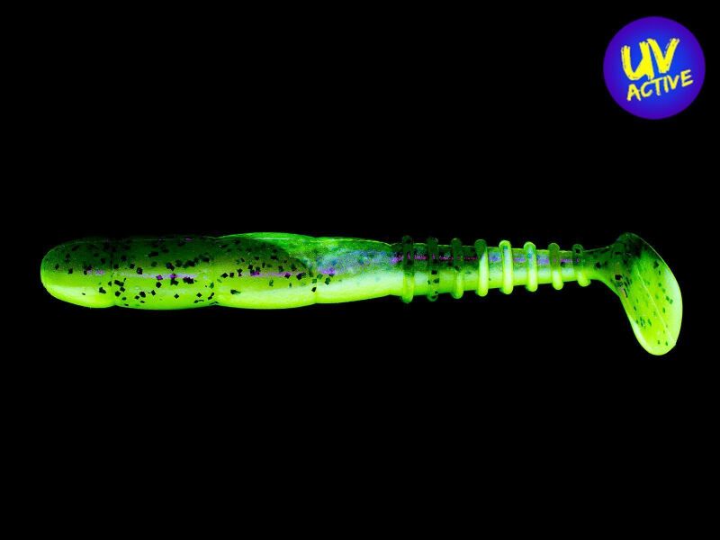 3.25" FAT Rockvibe Shad - Motoroil PP. / Chartreuse